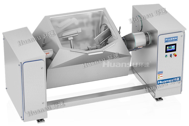 環(huán)速臥式攪拌鍋，有效防止了細(xì)菌進(jìn)入管路內(nèi)部污染設(shè)備從而污染食材。